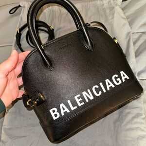 Balenciaga Black Leather Tote with Bold Logo